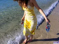 Japanese Teenager Female Yua Aida Is Looking Immensely Scorching In Her Yellow Dress And Tottaly Naked On Her Thick Bed
