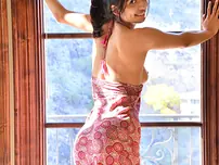 American ultra-cutie Reina poses in her long dress and takes off bare in public