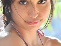 American ultra-cutie Reina poses in her long dress and takes off bare in public