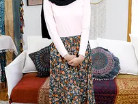 Arab chick Aubry Babcock ends hook-up with a spunk-shot on her extended tongue