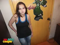Indian first-ever-timer Sonia Bhabhi lifts up her tank top and rubs her titties