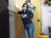 Indian dame Sonia Bhabhi massages her all-natural hooters while stripping