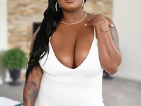 Dark-hued stepmom Layton Benton pummels her jerking stepson & takes a money-shot