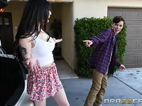 Dark-hued stepmom Layton Benton pummels her jerking stepson & takes a money-shot