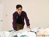 Dark-hued stepmom Layton Benton pummels her jerking stepson & takes a money-shot