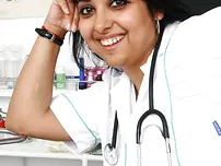 Yam-sized Indian nurse Alice appearingskirt undergarments in polyclinic