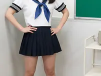 Japanese schoolgirl in pigtails facesits & gives professor a forearm-job in class