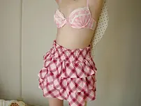 Shy chinese teenage unclothing down and showcasing her slit in close up