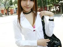 Japanese teenager Miyo flashes her funbags and panties in solo act
