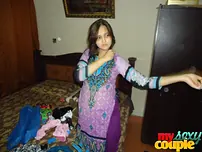 Prego Indian chick moisturizes after a douche before getting clothed