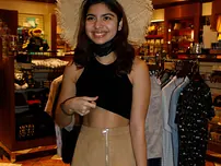 Unexperienced honey Hazel Heart shows her panties in public and heads bare at home