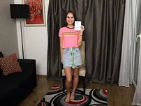 Blondie nubile Eveline Dellai unclothes down boldly