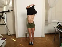 Blondie nubile Eveline Dellai unclothes down boldly