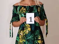 Diminutive teenager Katy Sky flashes her little mounds and poses bare