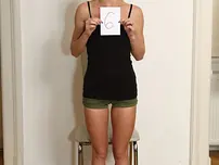 Light-haired teenage Zazie Skymm takes off and demonstrates her clean-shaven vag at the audition