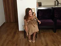 Light-haired teenage Zazie Skymm takes off and demonstrates her clean-shaven vag at the audition