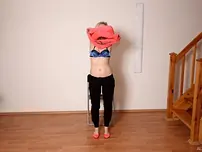 Skinny teenager sweetheart Layla A disrobes at the audition and unveils her little milk cans