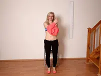 Skinny teenager sweetheart Layla A disrobes at the audition and unveils her little milk cans