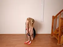 Skinny teenager sweetheart Layla A disrobes at the audition and unveils her little milk cans