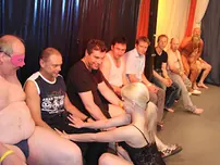 Blond biotch bj's and humps any schlong that wants a chunk of her in a gang-fuck