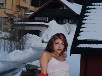Wonderful Indian nubile poses on snow-facialed ground before going naked on a sofa