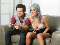 Big-boobed Janice Griffith bj's immense stiffy & gets a twat gobble and jizz on hooters