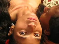 Slim Indian teenage has her bare puss finger-tickled before deep throating sausage