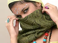 Totally clad Indian chick Yesica exposing her prohibited face