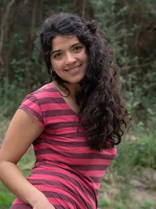 Dark-skinned-haired exotic teenage Maria F flaunts her bushy cooch & congenital jugs outdoors