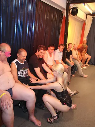 Blond biotch bj's and humps any schlong that wants a chunk of her in a gang-fuck