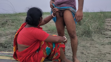 Desi Boudi's most scorching outdoor pound with a sandy-haired in a saree