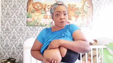 Stepmom Nigerian mom demonstrates off how to milk her thick black bra-stuffers