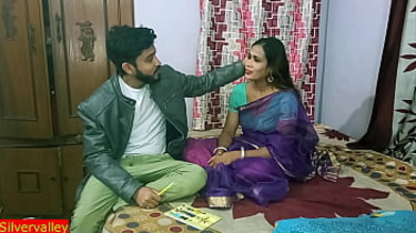Hot Indian schoolgirl with big boobs gets naughty with Biology Madam in saree sex video!