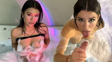 StormyKiss7 gets her taut puss fucked in a jacuzzi by 2 fortunate guys