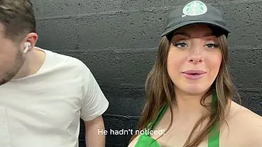 Luna Damsel's bodacious bod gets slapped while deep-deep throating donk barista's humungous melons