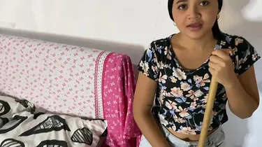 Petite Latina maid gets her mouth and pussy stuffed with a big cock for cash