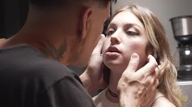 Keila Bassi shares her hubby's hard-on with a delivery guy at the bank